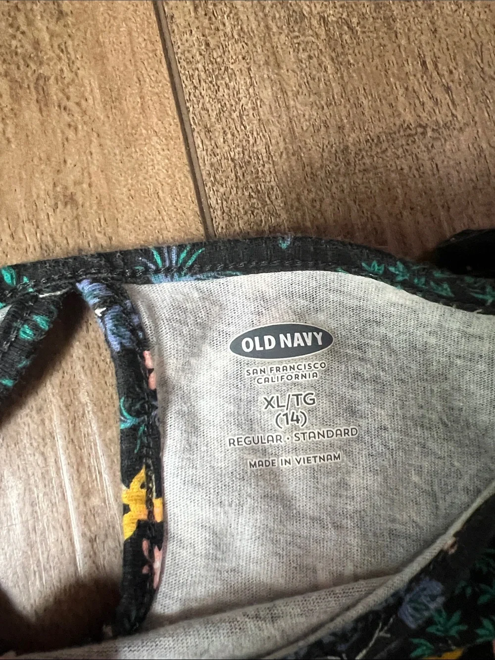 Old Navy Black Dress with Pink, Yellow & Blue Animal Floral Print